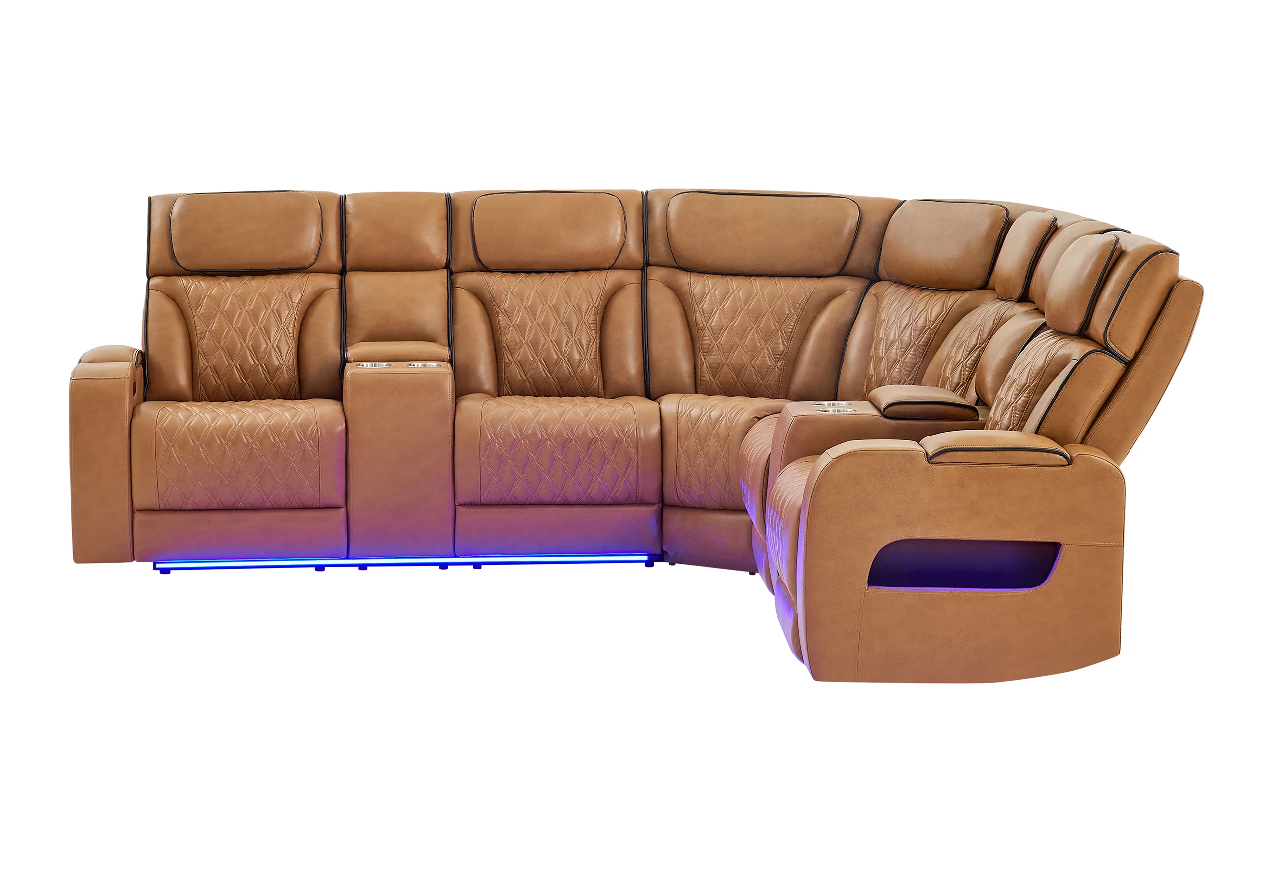 U8611 CAMEL SECTIONAL WITH POWER HEADREST, CONTINUOUS LED AND SPEAKER - Image 3
