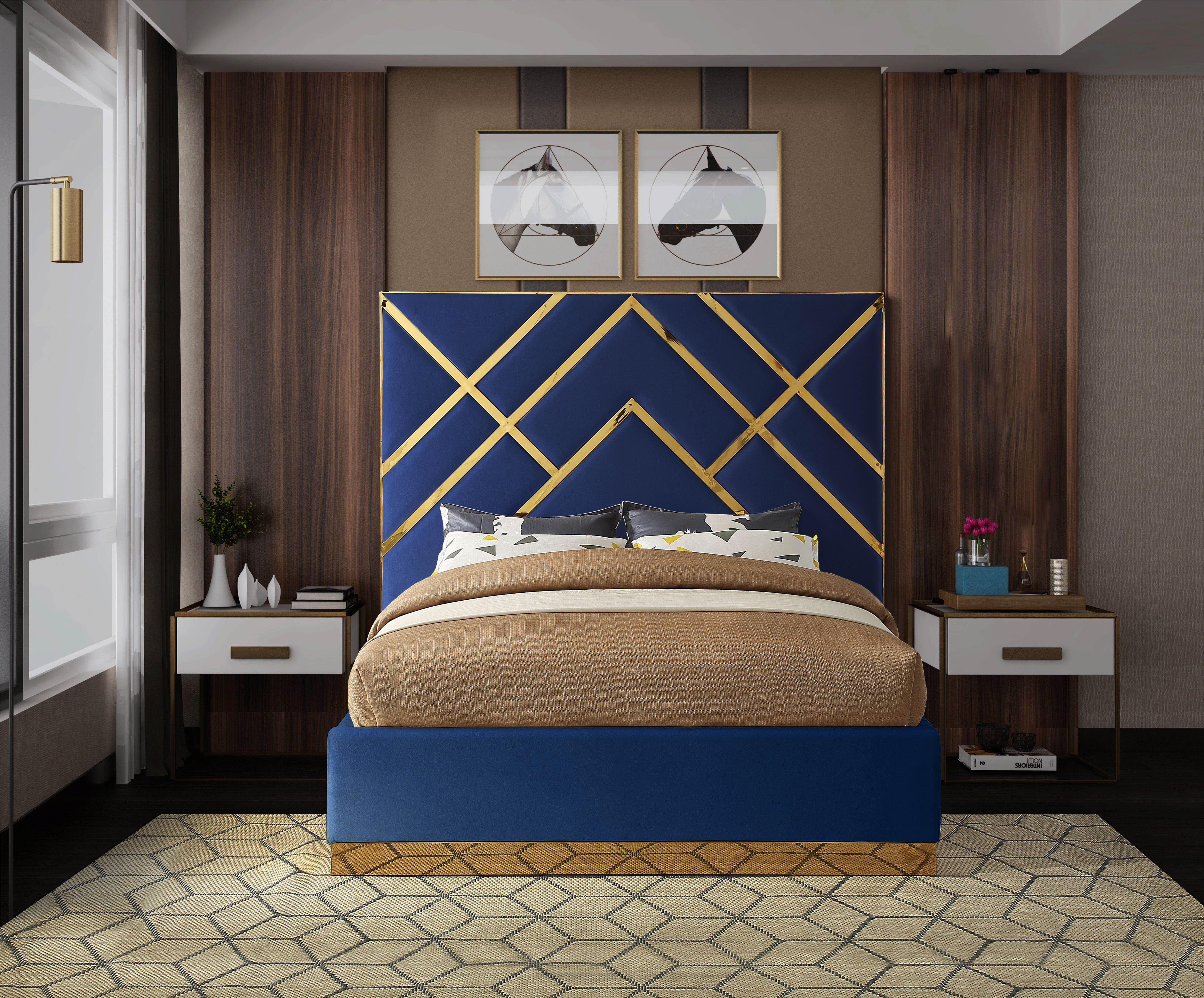 Vector Navy Velvet King Bed - Image 4