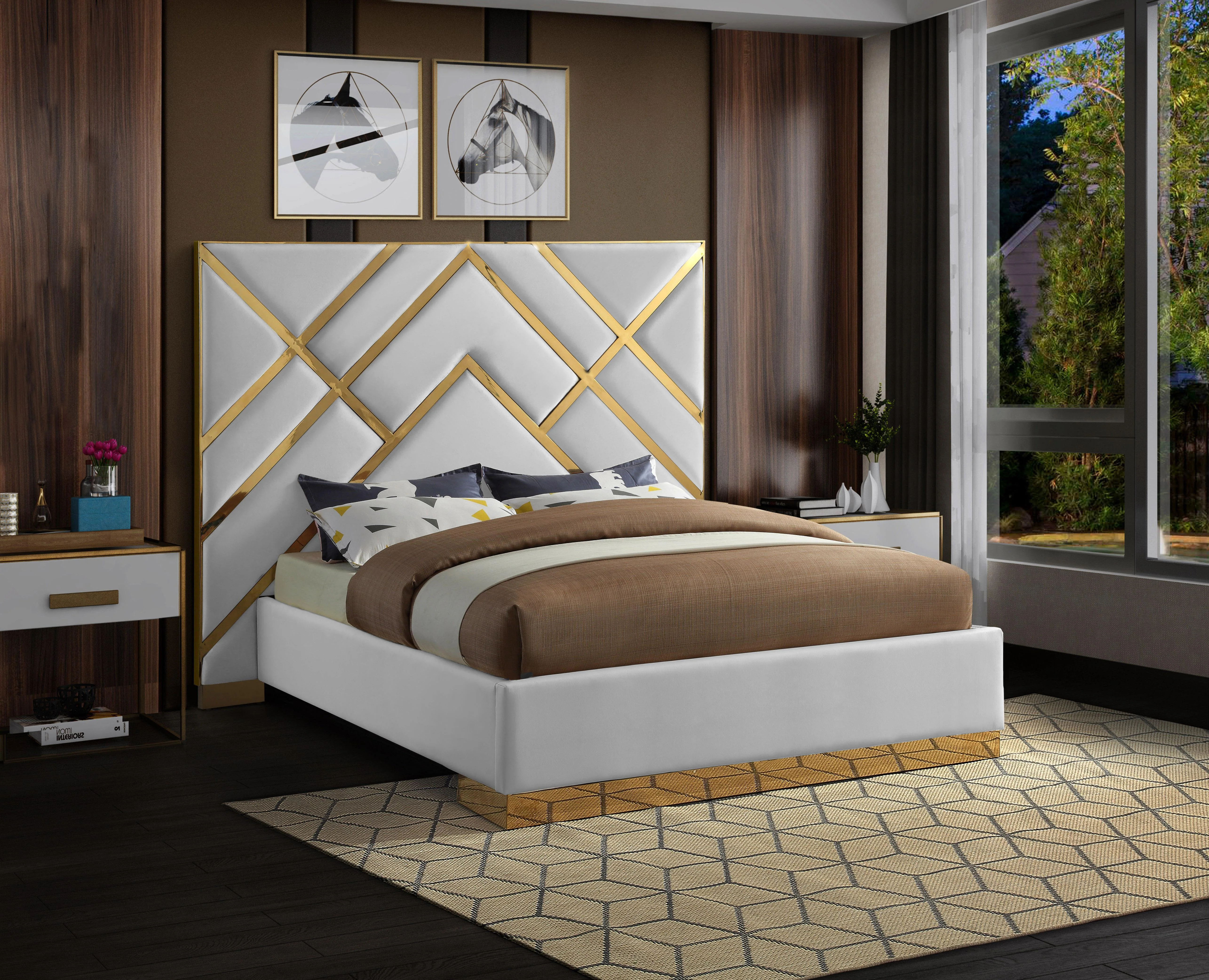 Vector White Faux Leather Queen Bed - Image 2