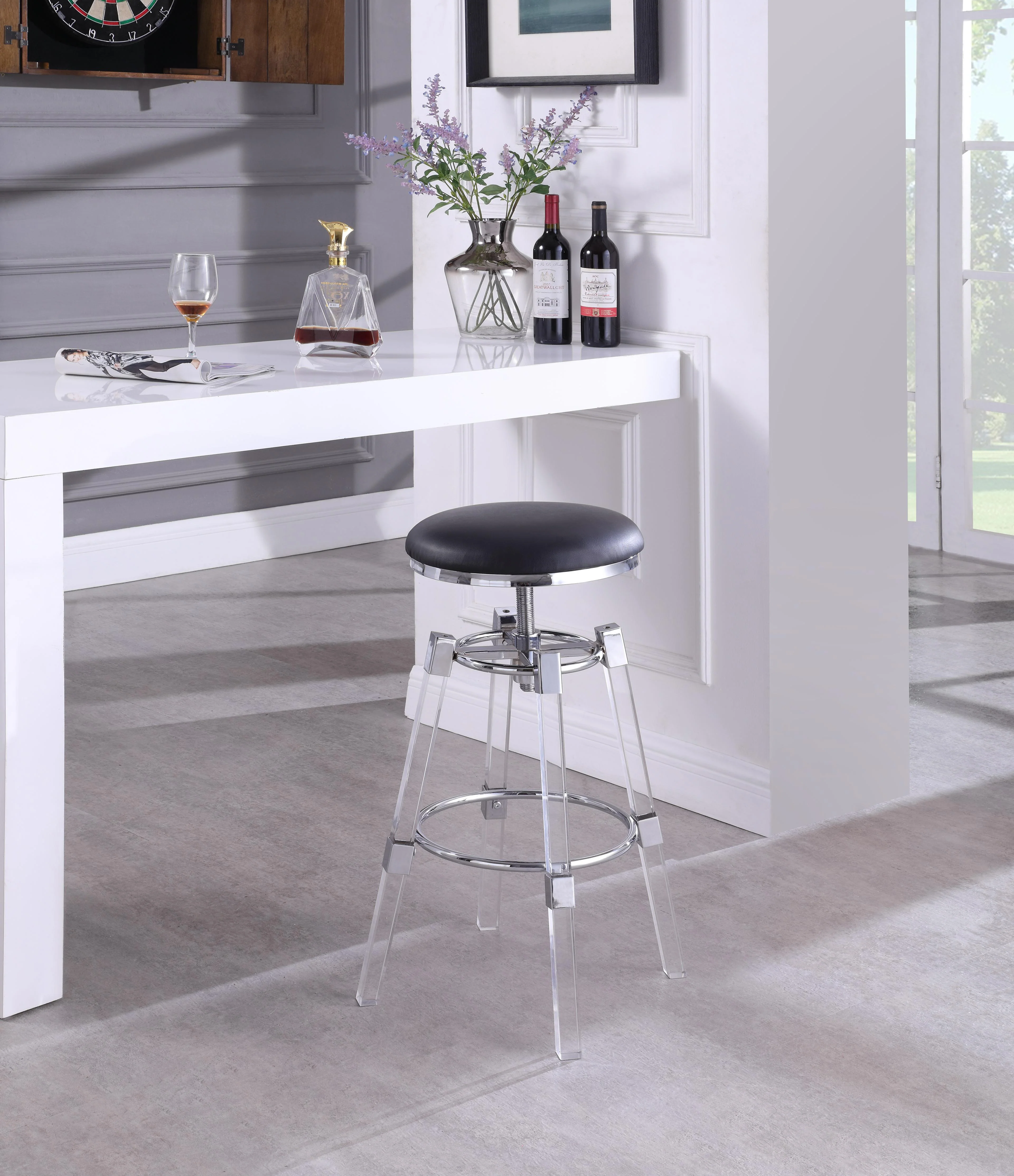 Venus Black Faux Leather Adjustable Stool - Image 4