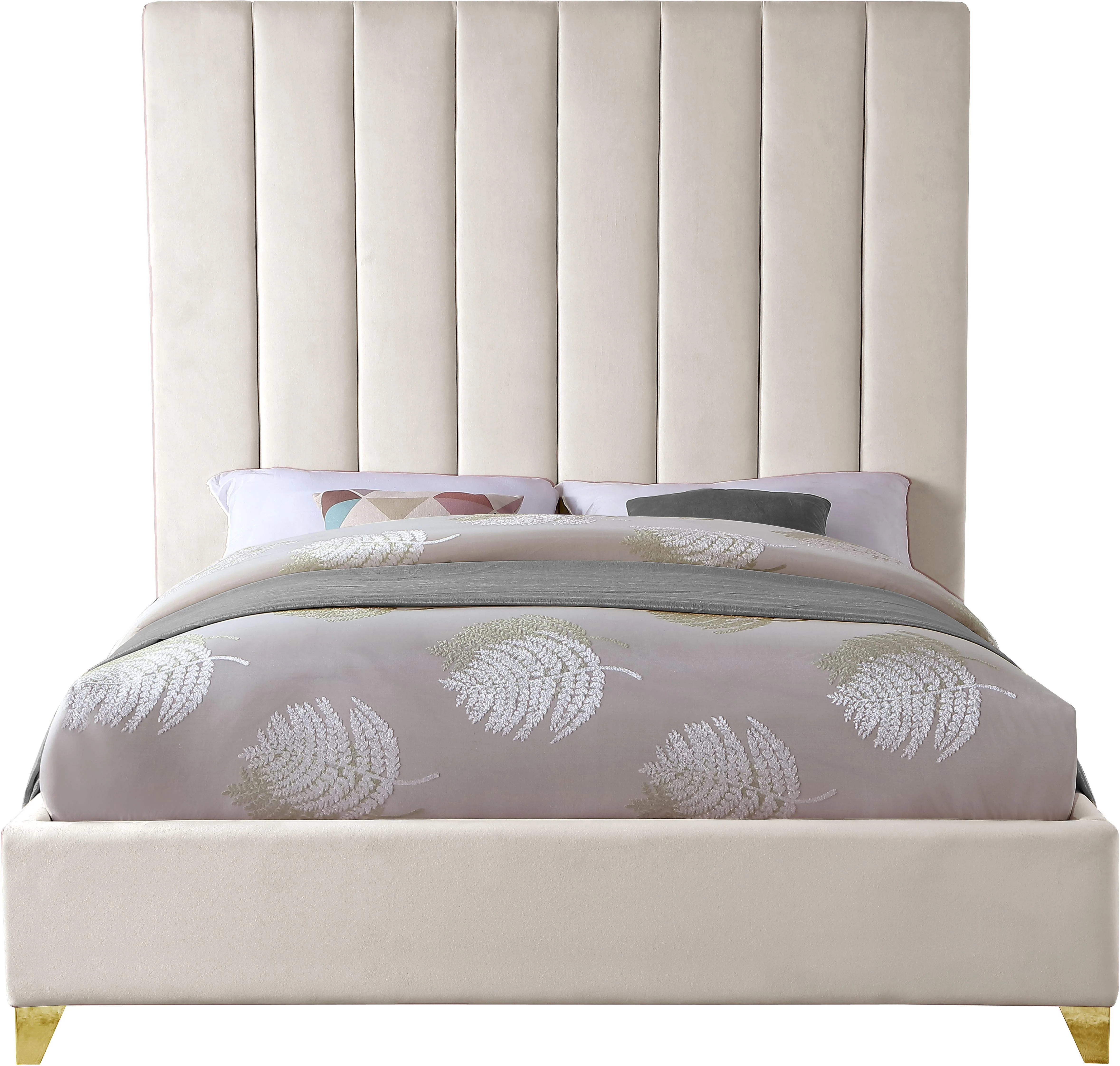 Via Cream Velvet King Bed - Image 4