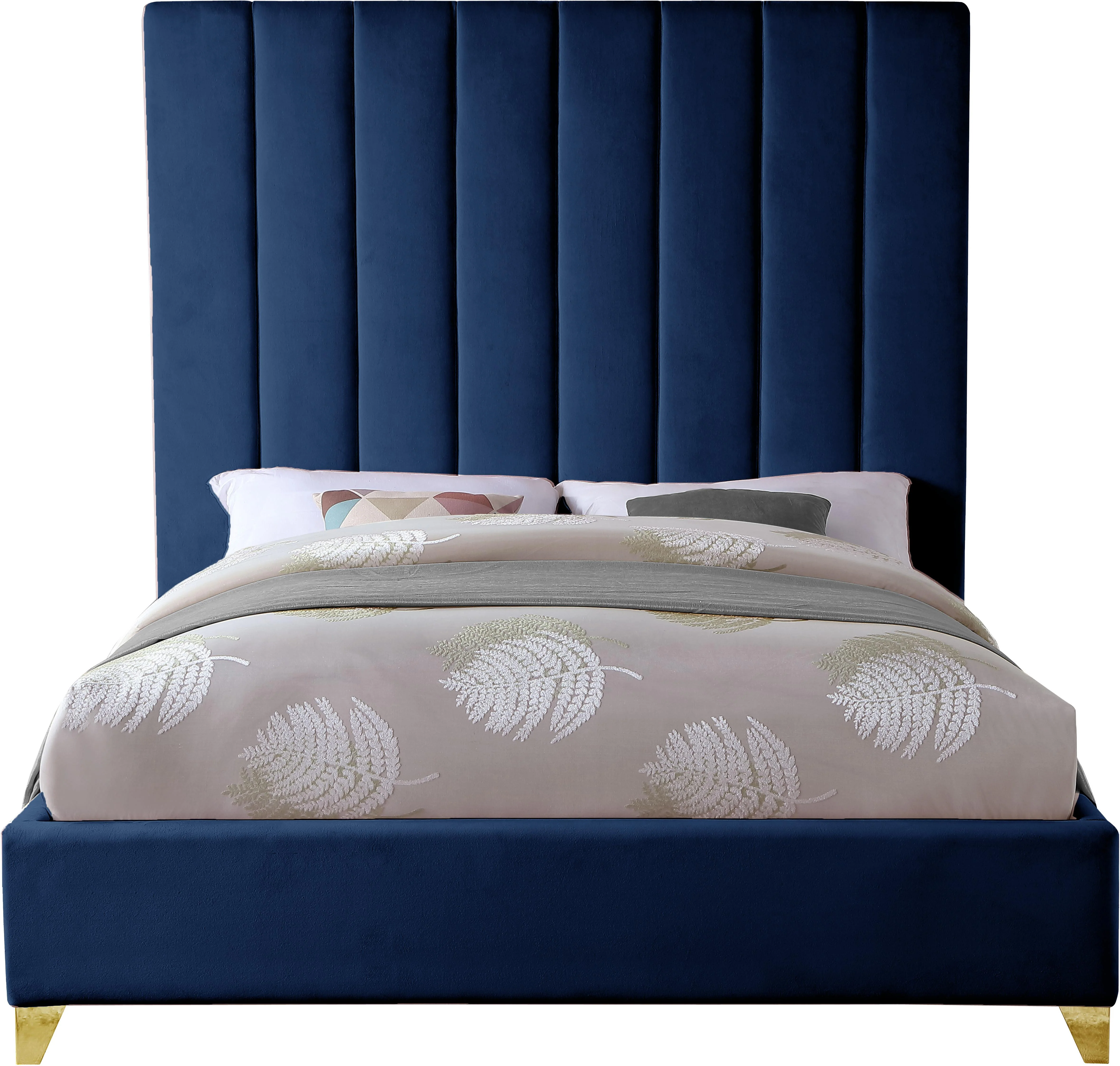 Via Navy Velvet King Bed - Image 4