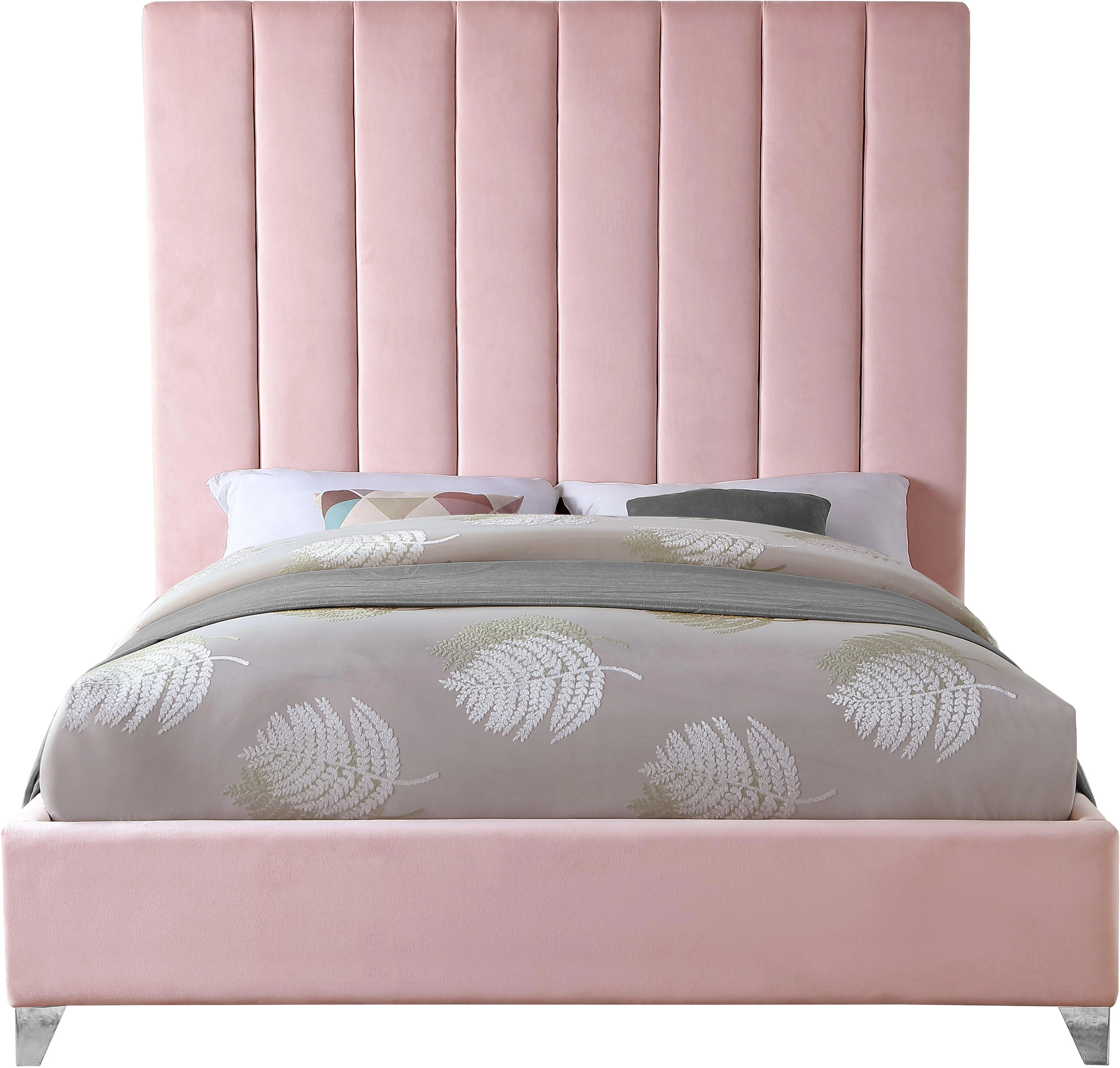 Via Pink Velvet Full Bed - Image 3