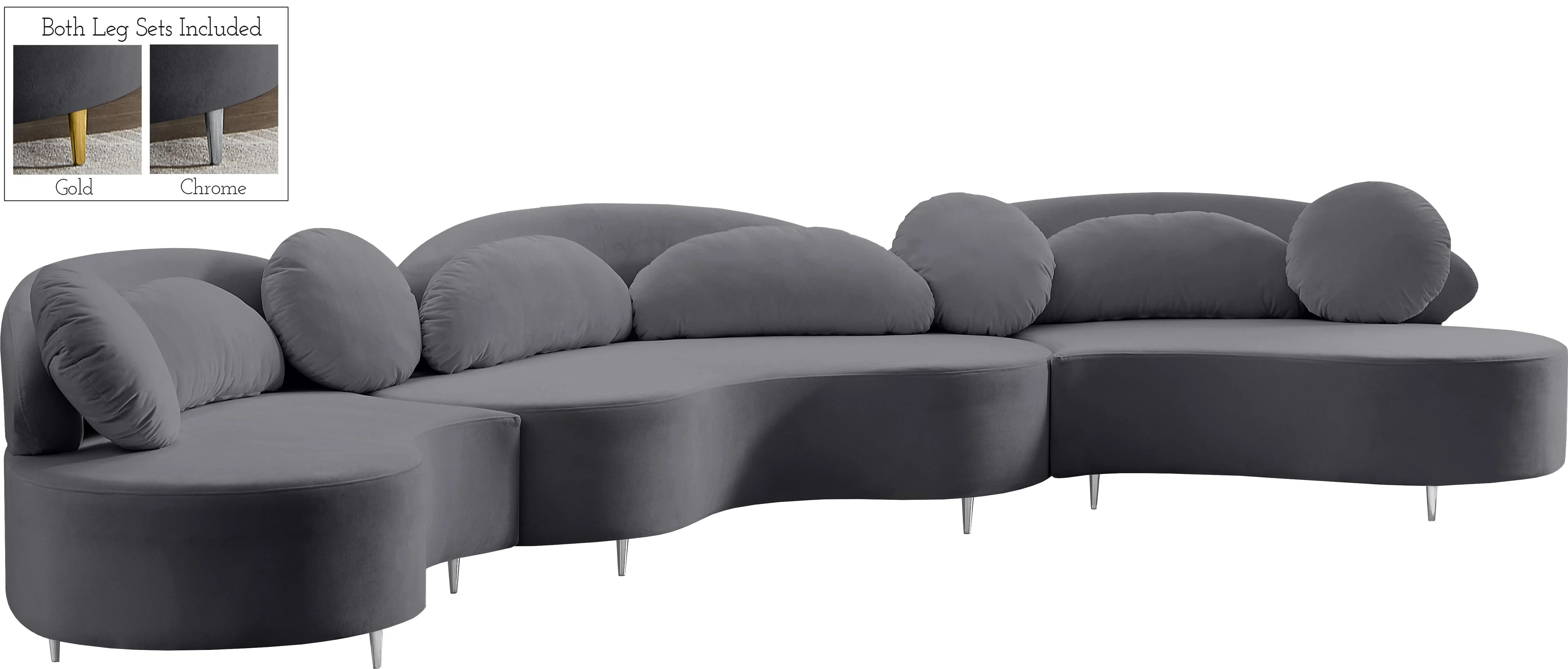 Vivacious Grey Velvet 3pc. Sectional (3 Boxes) - Image 2