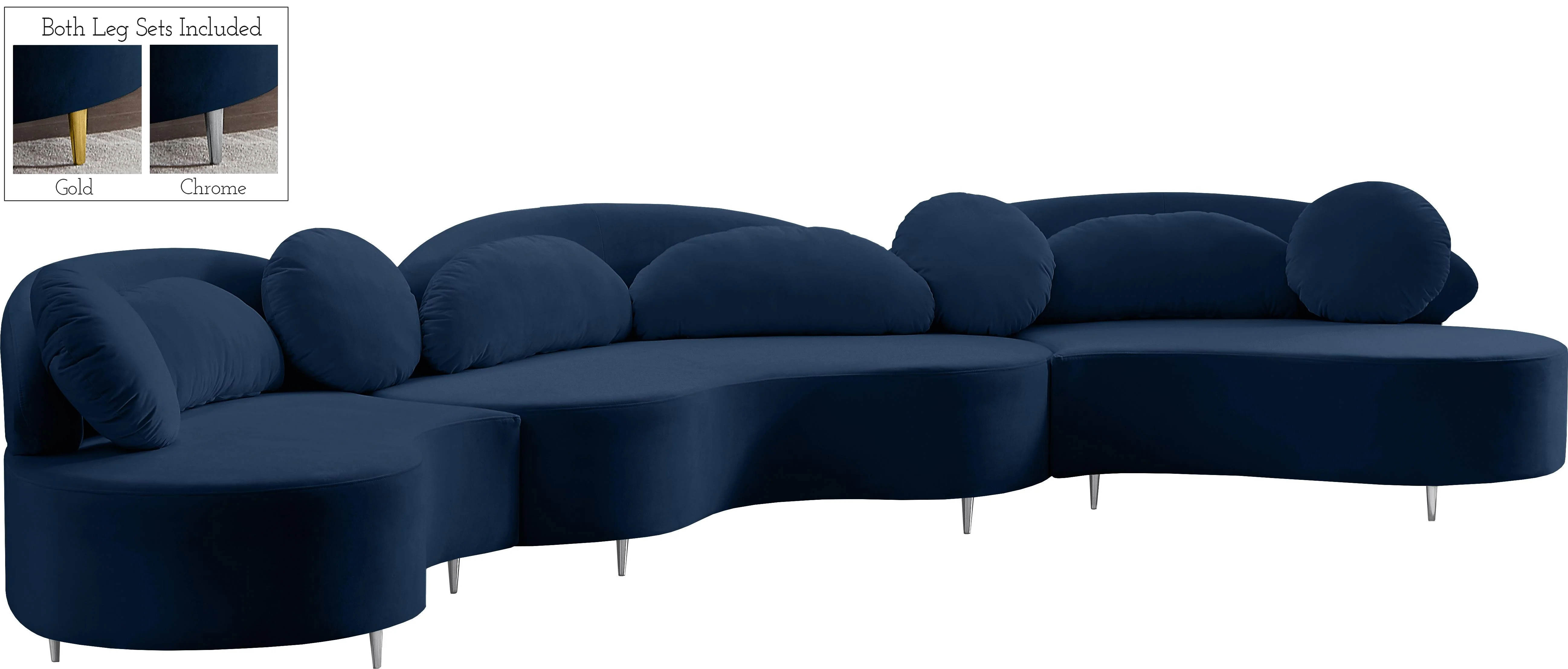 Vivacious Navy Velvet 3pc. Sectional (3 Boxes) - Image 2