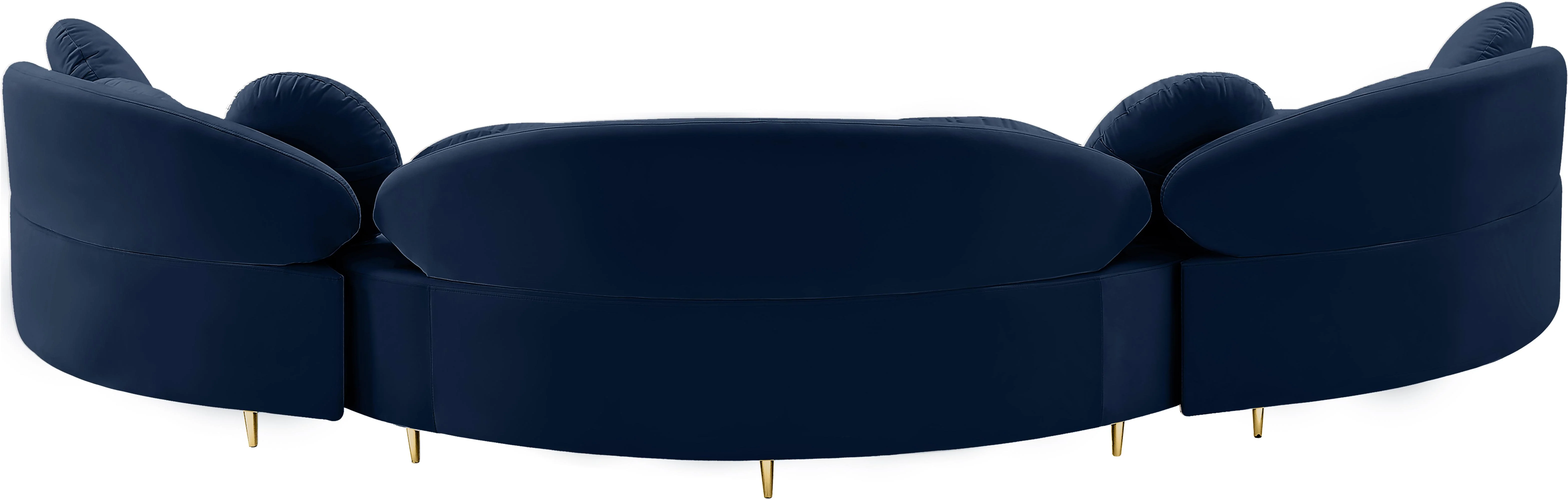 Vivacious Navy Velvet 3pc. Sectional (3 Boxes) - Image 5