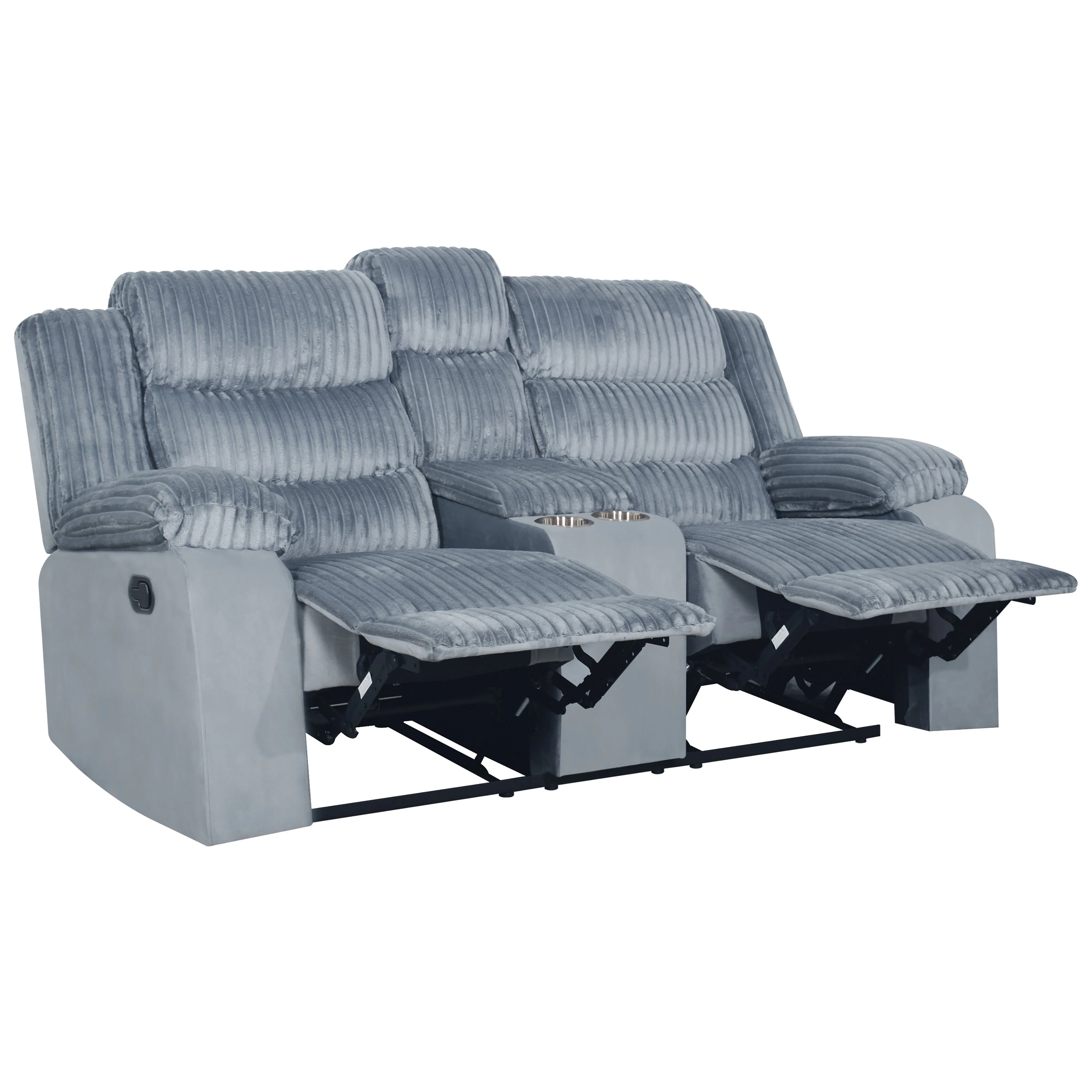 Willow Console Loveseat W/ Dual Recliners-Gray - Image 3