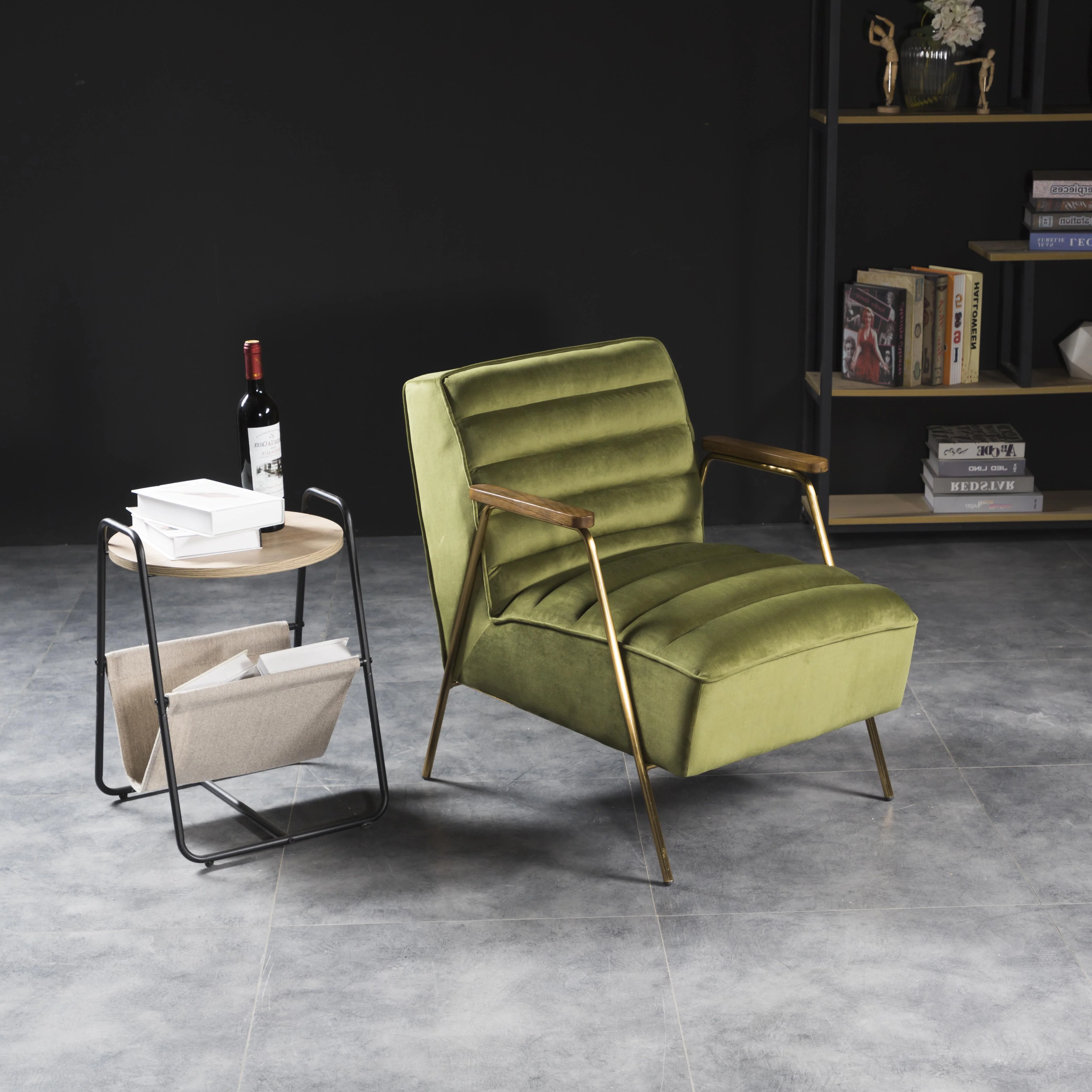 Woodford Olive Velvet Accent Chair - Image 2
