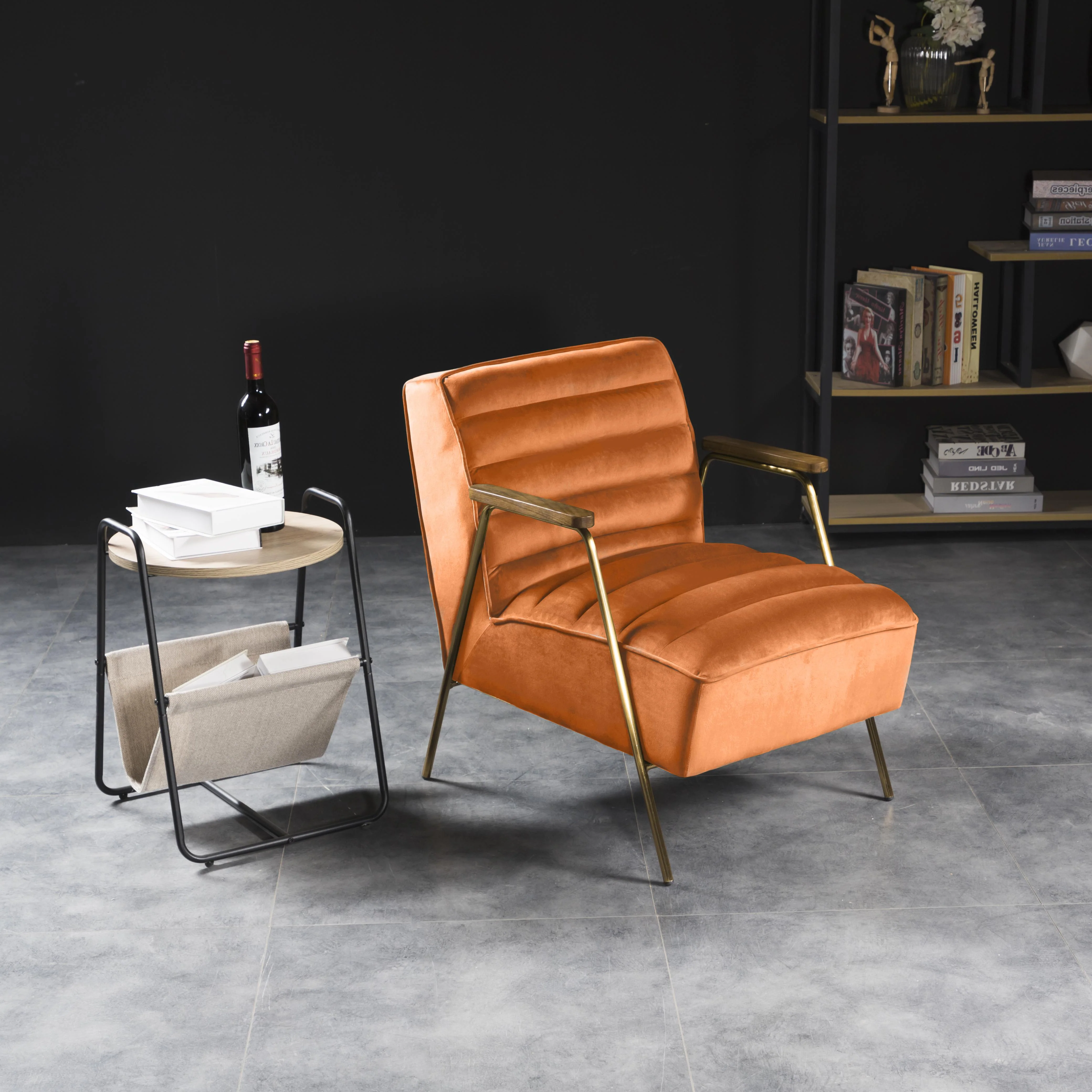 Woodford Orange Velvet Accent Chair - Image 2
