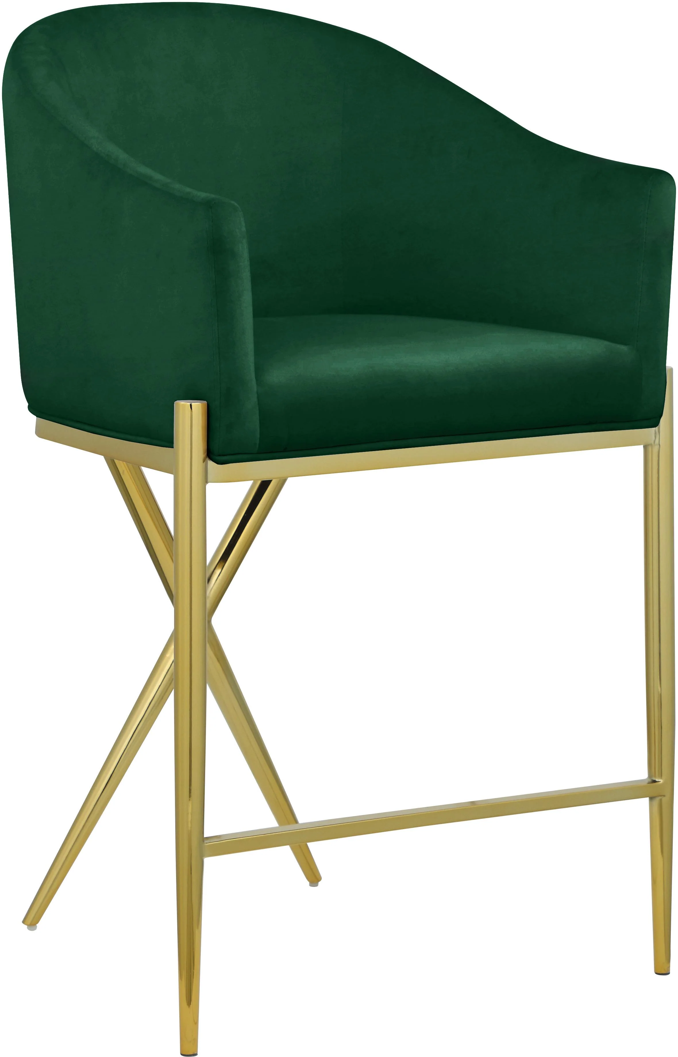 Xavier Green Velvet Counter Stool - Image 3