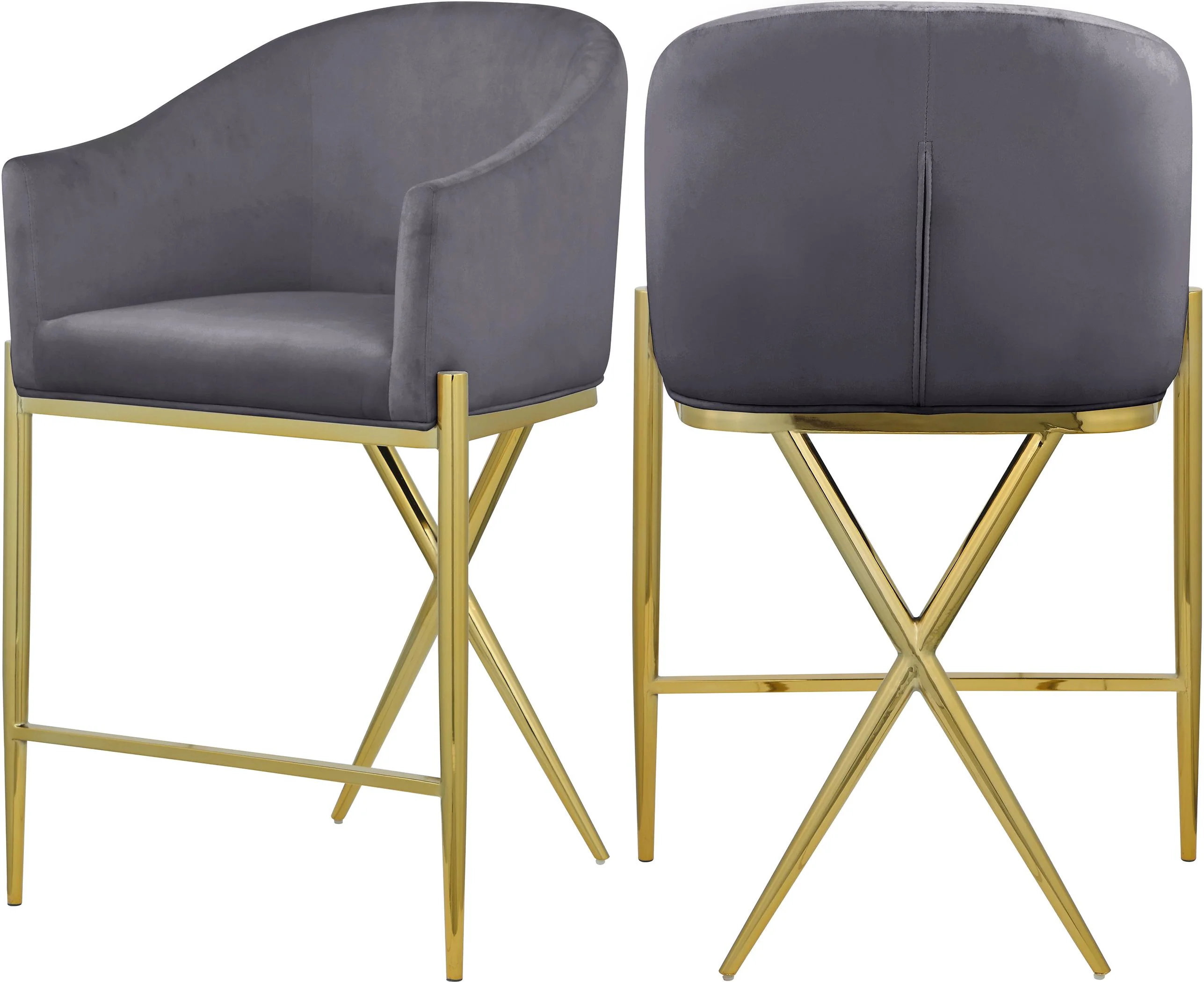 Xavier Grey Velvet Counter Stool - Image 7