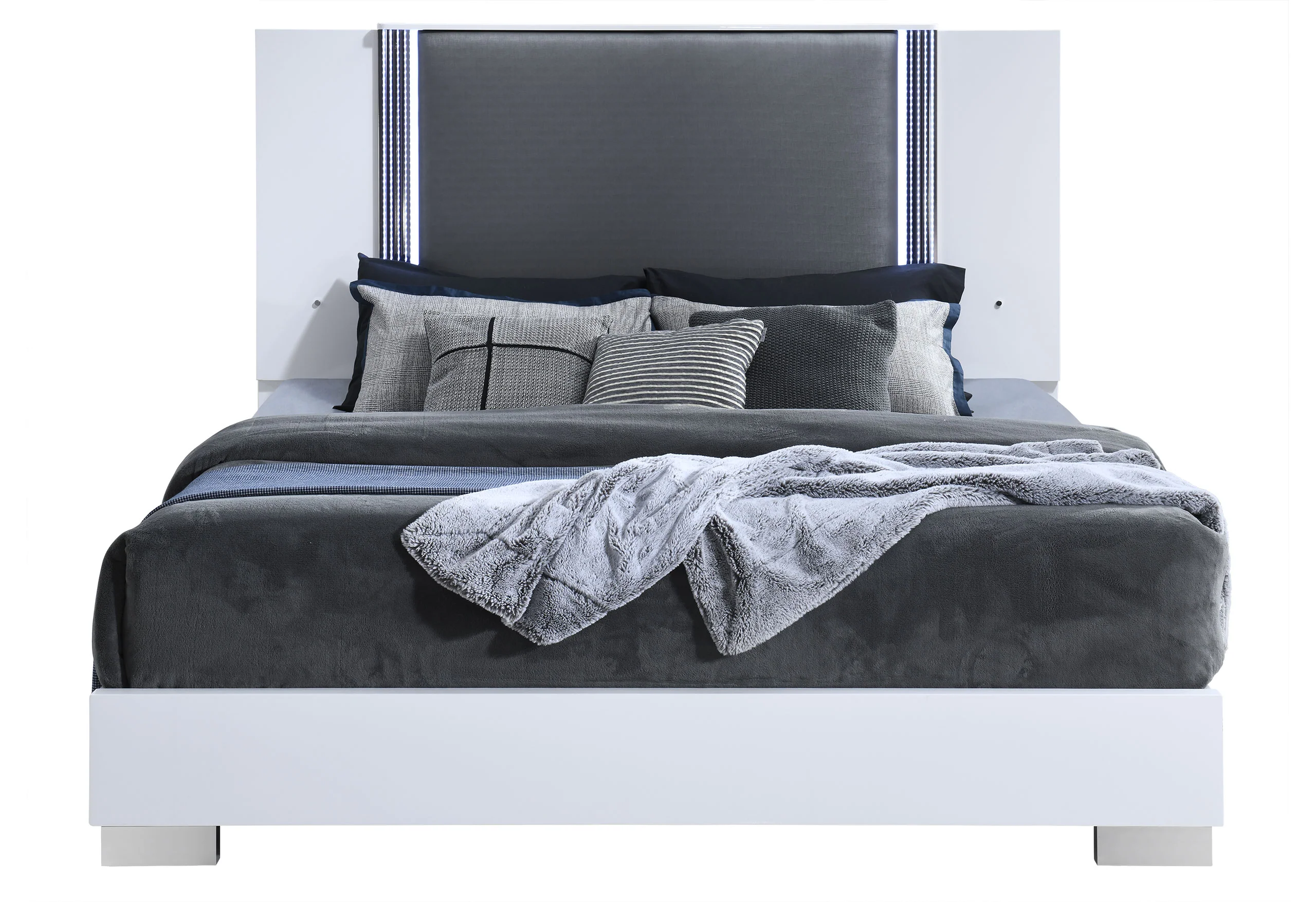 YLIME SMOOTH WHITE KING BED GROUP FULLY SLATTED - Image 3