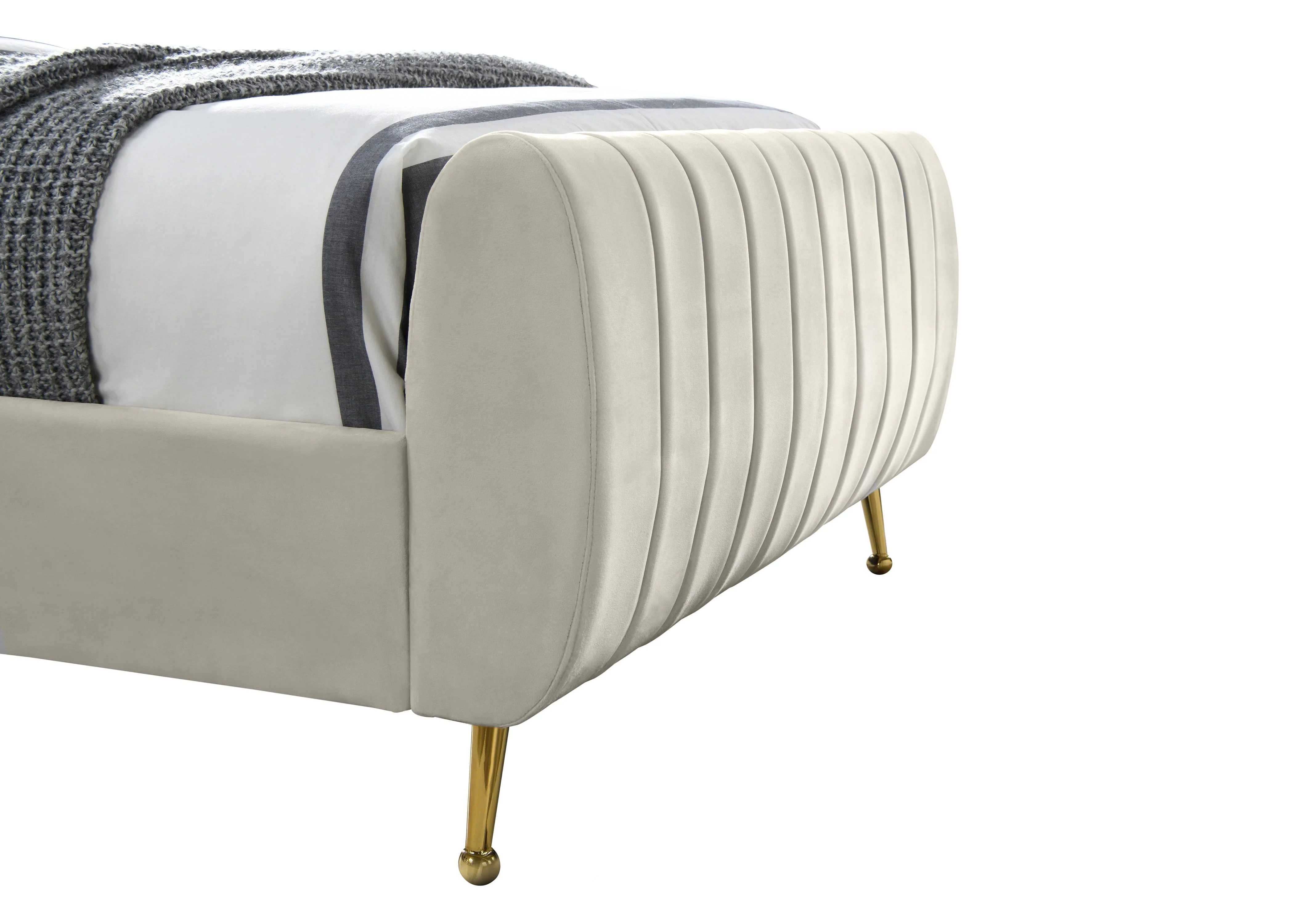 Zara Cream Velvet Twin Bed (3 Boxes) - Image 6